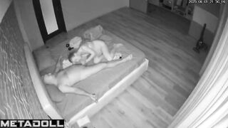 Night pleasure in the cozy bedroom / hidden camera
