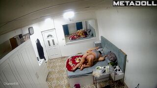 Wife and husband enjoying 69 after working day / home tape