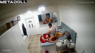 Wife and husband enjoying 69 after working day / home tape