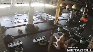 Horny couple fucking on dirty gym floor, watch now
