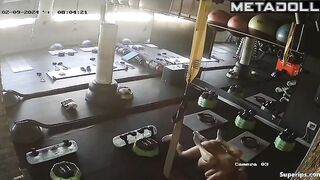 Horny couple fucking on dirty gym floor, watch now