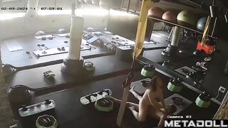 Horny couple fucking on dirty gym floor, watch now