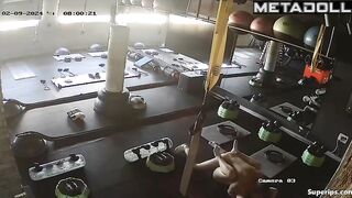Horny couple fucking on dirty gym floor, watch now