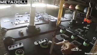 Horny couple fucking on dirty gym floor, watch now