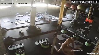 Horny couple fucking on dirty gym floor, watch now