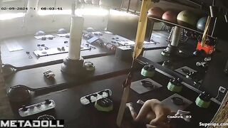 Horny couple fucking on dirty gym floor, watch now