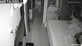 Couple kissing and hugging after evening walk, home tape