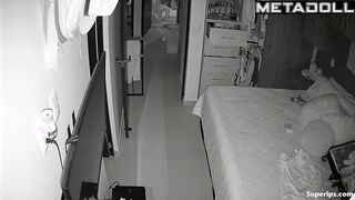 Couple kissing and hugging after evening walk, home tape