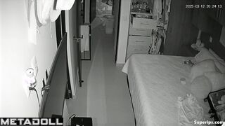 Couple kissing and hugging after evening walk, home tape