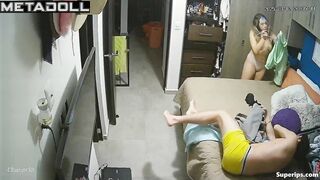 Couple kissing and hugging after evening walk, home tape