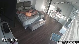 Brunette got a session of intense fucking from her tattooed bald husband
