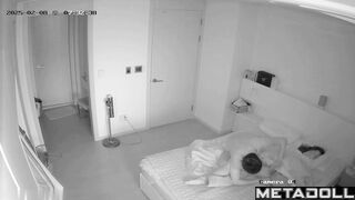 Wake up husband plays with his sleepy wife's hairy cunt