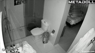 While husband sleeps wife satisfies herself with new sex toy