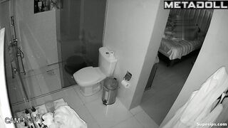 While husband sleeps wife satisfies herself with new sex toy