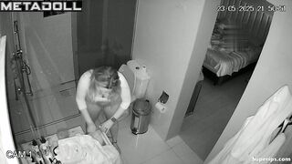 While husband sleeps wife satisfies herself with new sex toy
