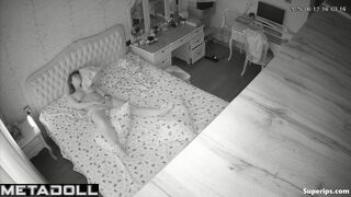 Beautiful brunette before going to bed pleased herself with a nice orgasm