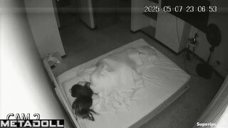 Before going to bed, a bored brunette gives her vagina a cleaning session