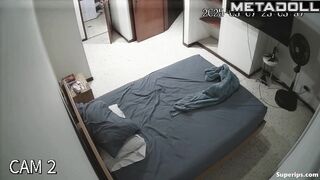 Before going to bed, a bored brunette gives her vagina a cleaning session