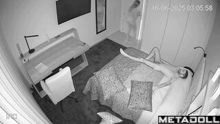 Young and hot couple kissing naked in bed after cool date