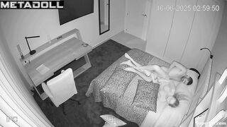 Young and hot couple kissing naked in bed after cool date