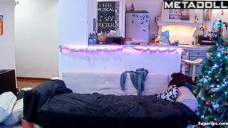 They kissing hotly near the New Year tree - living room tape