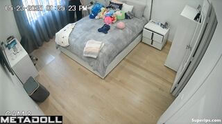 Young lady gets ready for a walk - pick an outfit on her sexy body