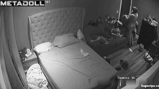 Naked girls fooling around on the bed (night video)