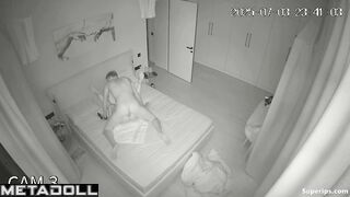 Young and slim couple enjoying foreplay and sex in bed