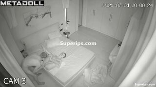 Young and slim couple enjoying foreplay and sex in bed