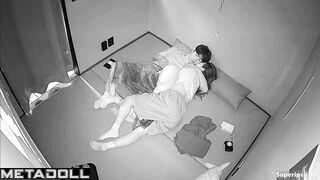 Asian couple enjoying tender petting, hidden camera