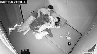 Asian couple enjoying tender petting, hidden camera