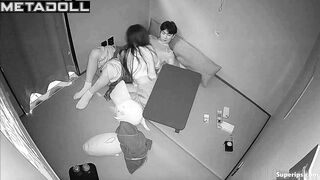 Asian couple enjoying tender petting, hidden camera