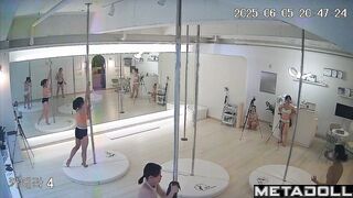 Girls in underwear dancing and spinning on the pole