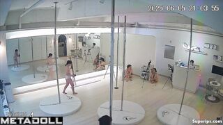 Girls in underwear dancing and spinning on the pole