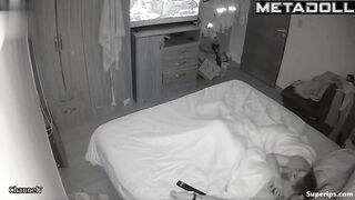 Playful brunette keeps her boyfriend from watching TV by fondling his cock