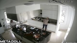 People enjoying doggystyle in huge and luxury kitchen