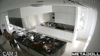 People enjoying doggystyle in huge and luxury kitchen