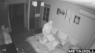 Bald boyfriend fucking his woman in the night, look