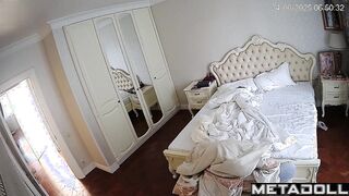 Chubby milf masturbating with a sex toy near the Orthodox icon