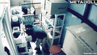 Asian couple fucking fast in a warehouse, look at this