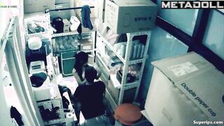 Asian couple fucking fast in a warehouse, look at this