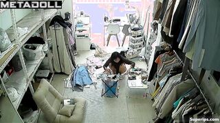 Hidden cam in wardrobe of young girl changing her outfits