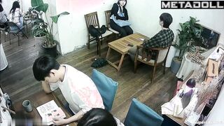 Cute teens kisses in the asian cafe - hidden camera