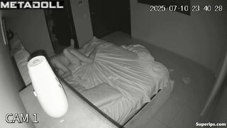 Couple kissing and hugging naked in bed, home video