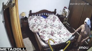 Finally, she took a shower and put on some cream, now she can sleep