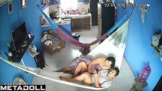 She wants to warm him up with handjob / hammock scenes