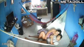 She wants to warm him up with handjob / hammock scenes