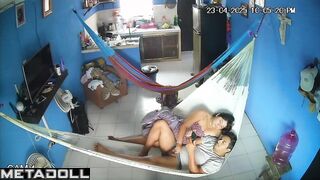 She wants to warm him up with handjob / hammock scenes