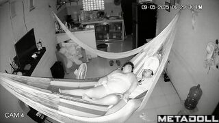 Wife making him handjob during sleep - living room tape