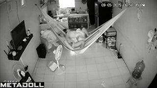 Wife making him handjob during sleep - living room tape